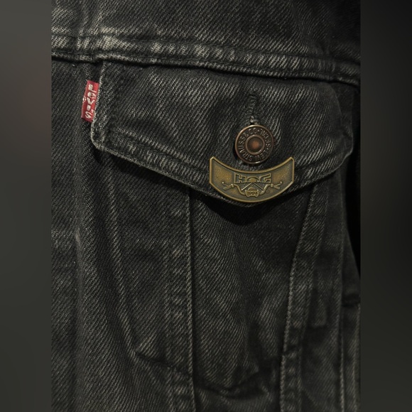 Rare VTG Levi’s Black Denim Jacket Harley-Davidson HOG Eagle Embroidered Patches - Picture 5 of 15